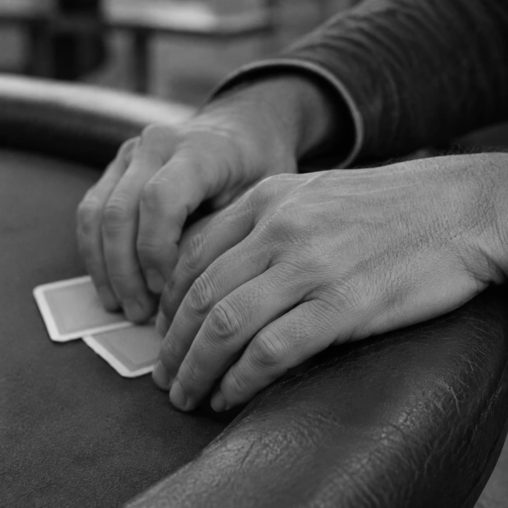 The rail of a poker table